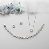 round stud earring jewelry set wedding silver