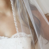 Pearl Rhinestone Crystal Edge Wedding Veil