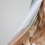 Pearl Rhinestone Crystal Edge Wedding Veil