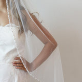 Pearl Rhinestone Crystal Edge Wedding Veil