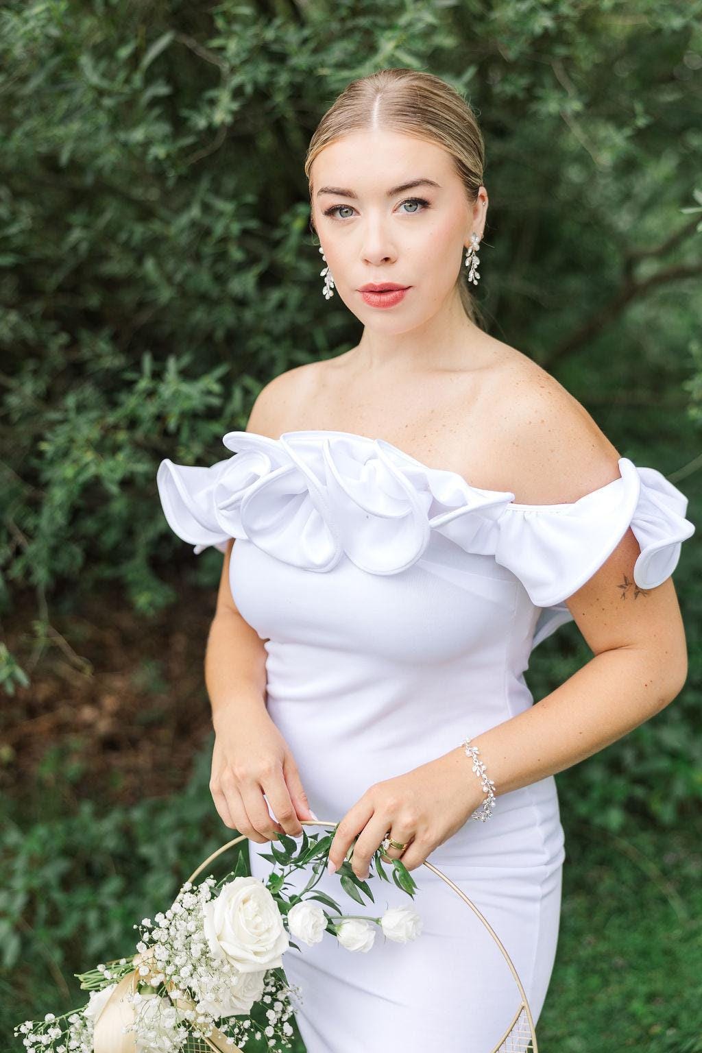 pearl crystal bridal wedding bracelet adjustable