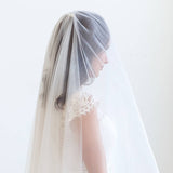 Two Layer Pearl and Sequin Beaded Wedding Blusher Veil