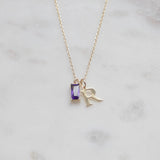 Birthstone Necklace – Dainty Gold Initial Gemstone Jewelry | Personalized Gift
