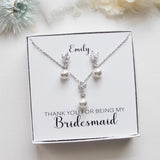 Eve Pearl Bridesmaid Jewelry Set on Personalized Name Card