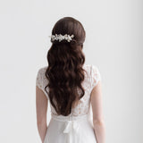 Tori Pearl Flower Comb – Porcelain Flower & Freshwater Pearl Bridal Hair Comb