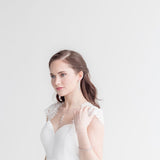 Sheila Pearl Earrings – Long Pearl & CZ Bridal Earrings Teardrop Wedding Earrings