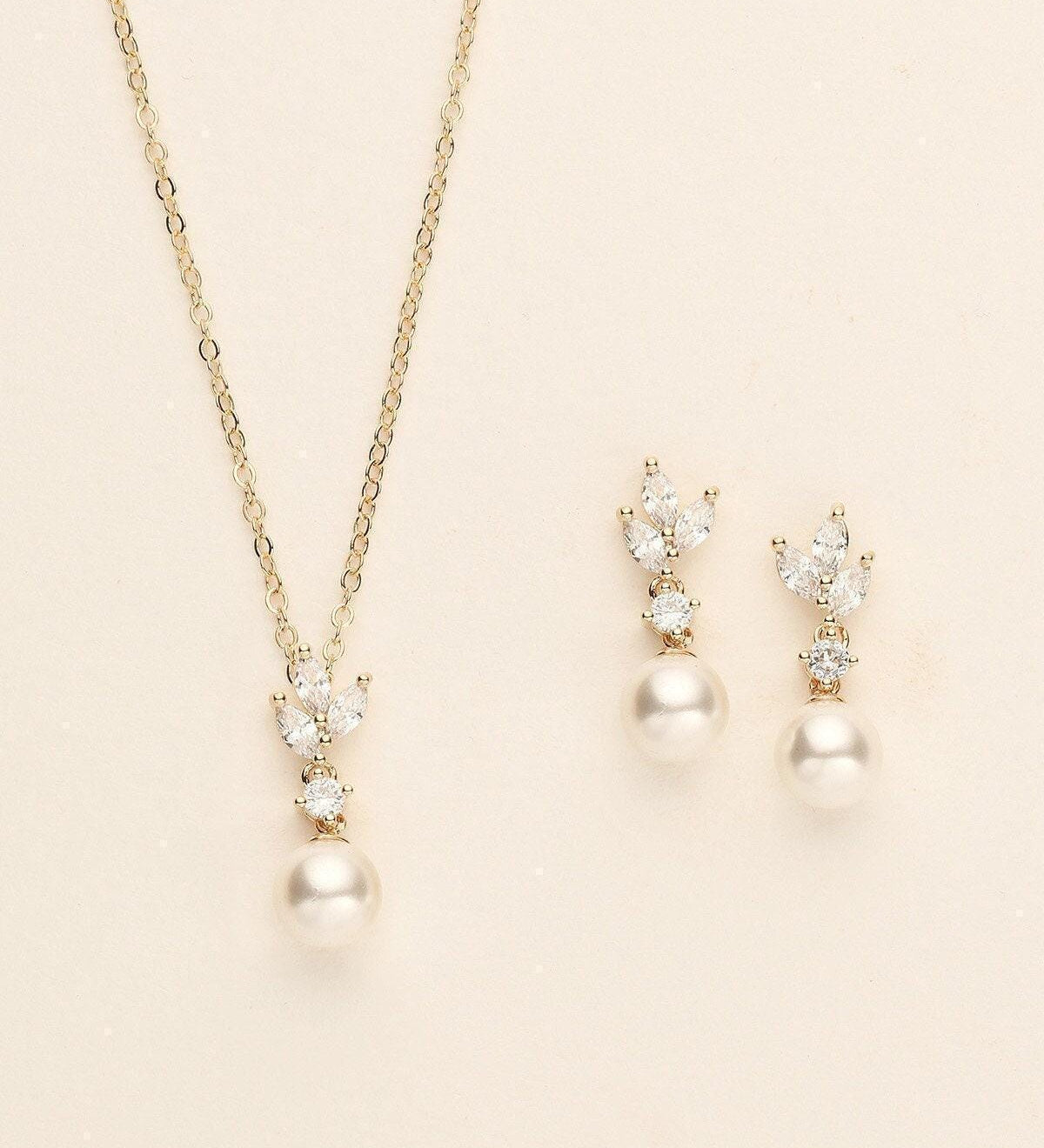 rose gold jewelry set pearl