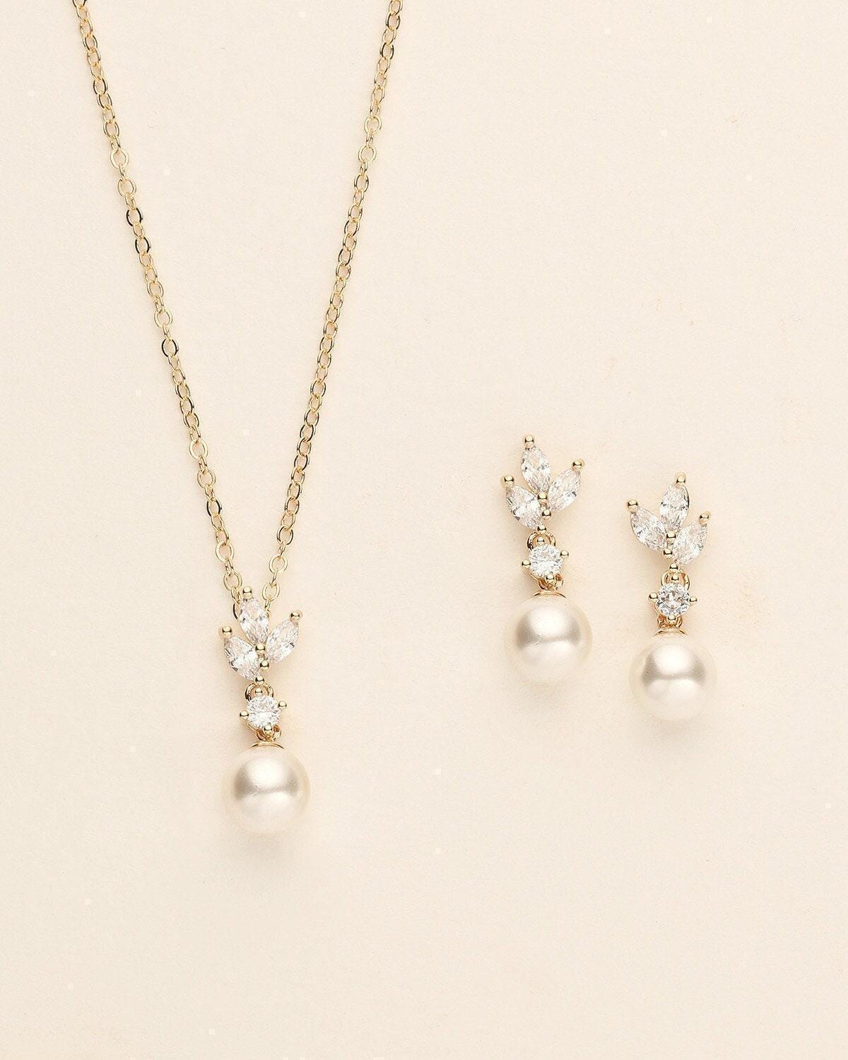 rose gold jewelry set pearl