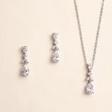 Caroline Cubic Zirconia Bridal Jewelry Set | Elegant Wedding Necklace & Earrings