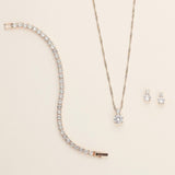 Minimalist Cubic Zirconia Bridesmaid Jewelry Set with Personalized Name Card