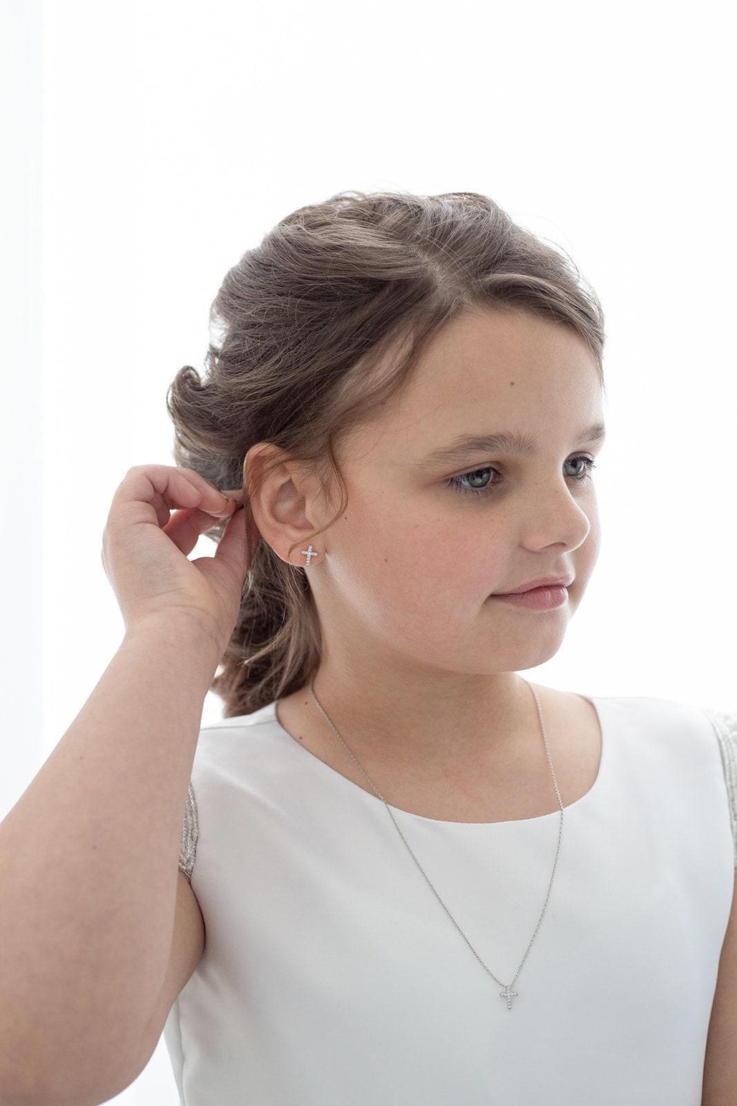 First Communion Gifts for Girls Cross Earrings Necklace Jewelry