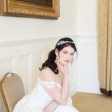 Elianna Hair Vine – Crystal Bridal Headpiece Leaf Wedding Hair Vine Ribbon Headband