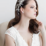 Kiara Pearl Rose Gold Leaf Large Wedding Clip