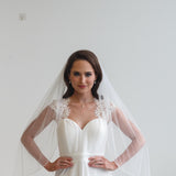 Alternating Pearl and Crystal Beaded Edge Veil