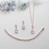 Dangle Drop Bridal Jewelry Set – CZ Teardrop Necklace & Earrings Set