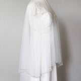 Two Layer Crystal Edge Wedding Veil with Blusher