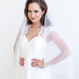 Two Layer Pearl and Sequin Beaded Wedding Blusher Veil