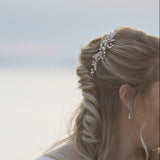 Elianna Hair Vine – Crystal Bridal Headpiece Leaf Wedding Hair Vine Ribbon Headband