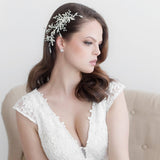 Kiara Pearl Rose Gold Leaf Large Wedding Clip