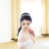 Karina Rose Gold Crystal Wedding Ribbon Vine Headband