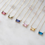 Gold Birthstone Necklace – Minimalist Dainty Gemstone Jewelry Gift For Her