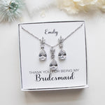 a bridesmaid necklace and earrings set in a gift box