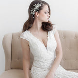 Kiara Pearl Rose Gold Leaf Large Wedding Clip