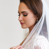 Alternating Pearl and Crystal Beaded Edge Veil