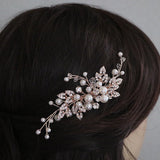 Petals Rose Gold Crystal and Pearl Hair Comb