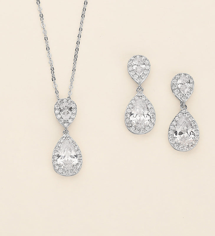 a set of jewelry including a necklace and earrings