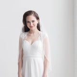 Two Layer Pearl and Sequin Beaded Wedding Blusher Veil