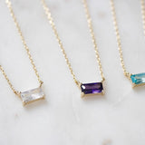 Gold Birthstone Necklace – Minimalist Dainty Gemstone Jewelry Gift For Her