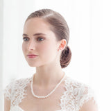 Freshwater Pearl Jewelry Set – Classic Pearl Necklace and Stud Earrings Bridal Set Sterling Silver
