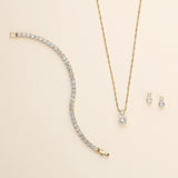 Minimalist Cubic Zirconia Bridesmaid Jewelry Set with Personalized Name Card