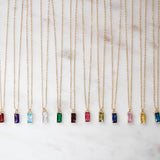 Birthstone Necklace - Dainty Gold Overlay Adjustable Sterling Silver Jewelry Gift