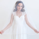 Two Layer Pearl and Sequin Beaded Wedding Blusher Veil