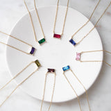 Gold Birthstone Necklace – Minimalist Dainty Gemstone Jewelry Gift For Her