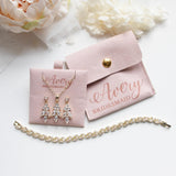 Leaf Drops Bridesmaids Jewelry on Custom Pouch