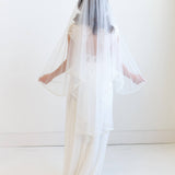 Two Layer Pearl and Sequin Beaded Wedding Blusher Veil