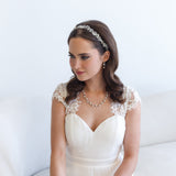 Karina Rose Gold Crystal Wedding Ribbon Vine Headband