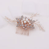 Petals Rose Gold Crystal and Pearl Hair Comb