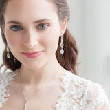 Brianna Art Deco Bridal Earrings – CZ Teardrop Wedding Earrings