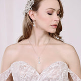 Mandy Pearl Jewelry Set – Pearl and Cubic Zirconia Bridal Necklace and Earrings Set