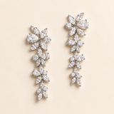 Mia Bridal Earrings - Silver Floral Cascade Wedding Earrings