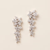 Mia Bridal Earrings - Silver Floral Cascade Wedding Earrings