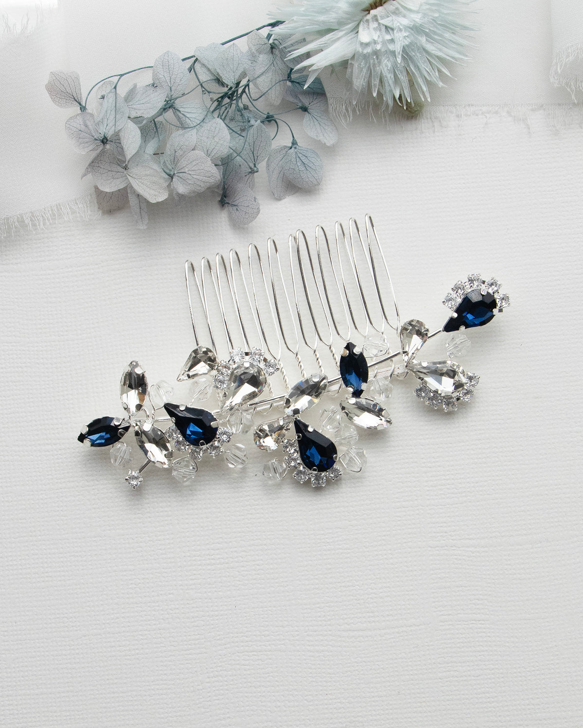 New?Free People-Say It Isn\'t So Hair Comb-Gold-Blue Sapphire Blue Rhinestone Bridal Hair Comb Crystal Wedding  main image 3