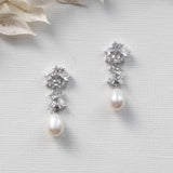 Emily Freshwater Pearl Bridal Earrings – Cubic Zirconia & Pearl Wedding Drop Earrings