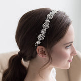 Malaya Crystal Bridal Headpiece - Floral Wedding Headband & Back Vine