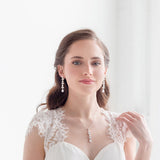 Sheila Pearl Earrings – Long Pearl & CZ Bridal Earrings Teardrop Wedding Earrings