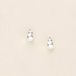 a pair of pearl earrings on a white background